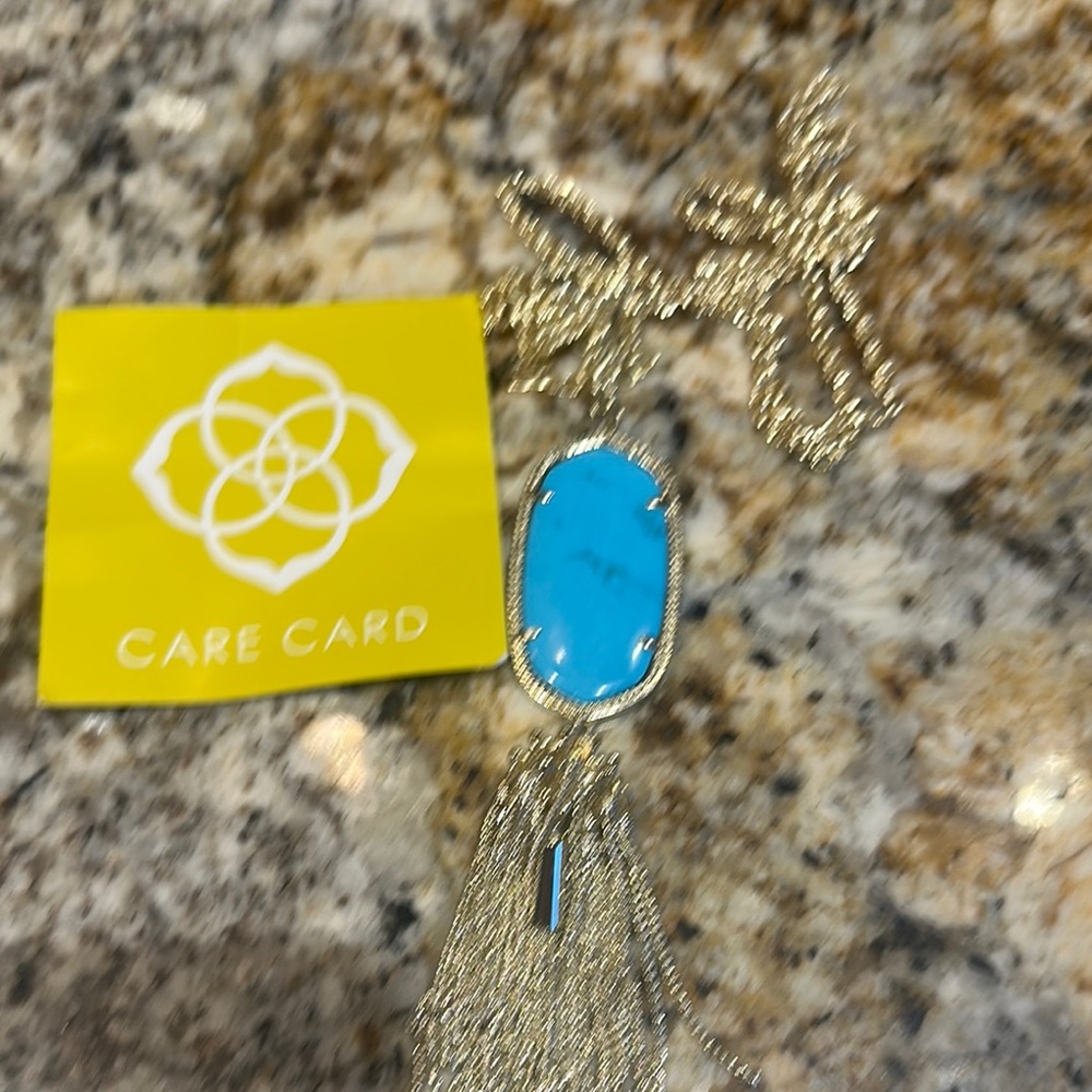 Kendra Scott Blue Pendant Necklace with Gold Accents